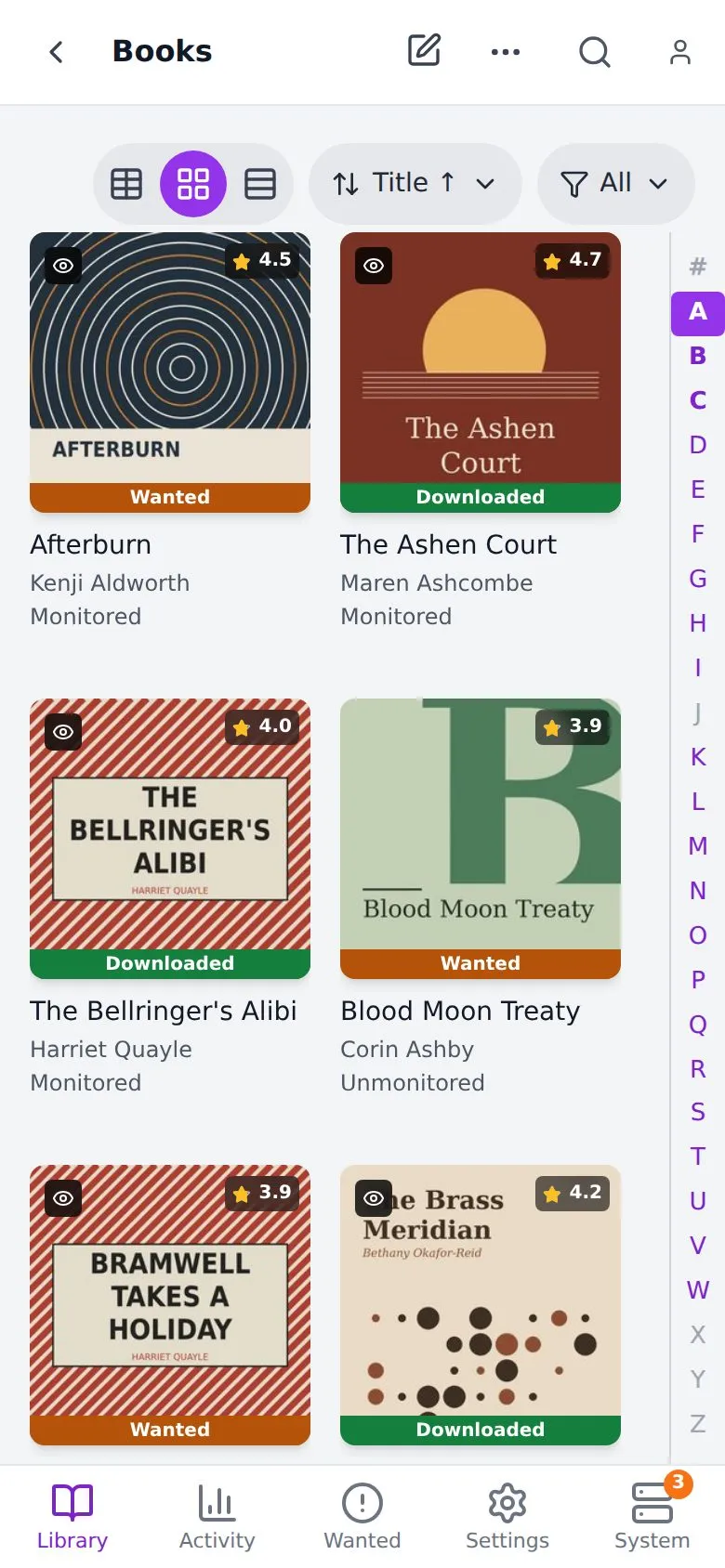 The Books page on a phone with the light theme