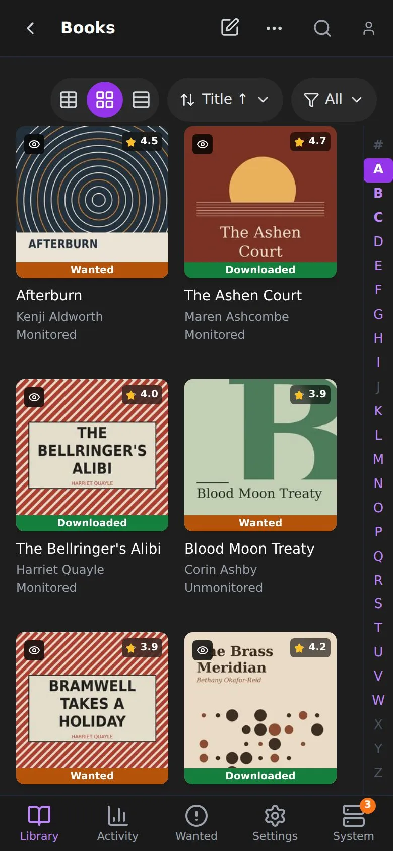 The Books page on a phone in poster view