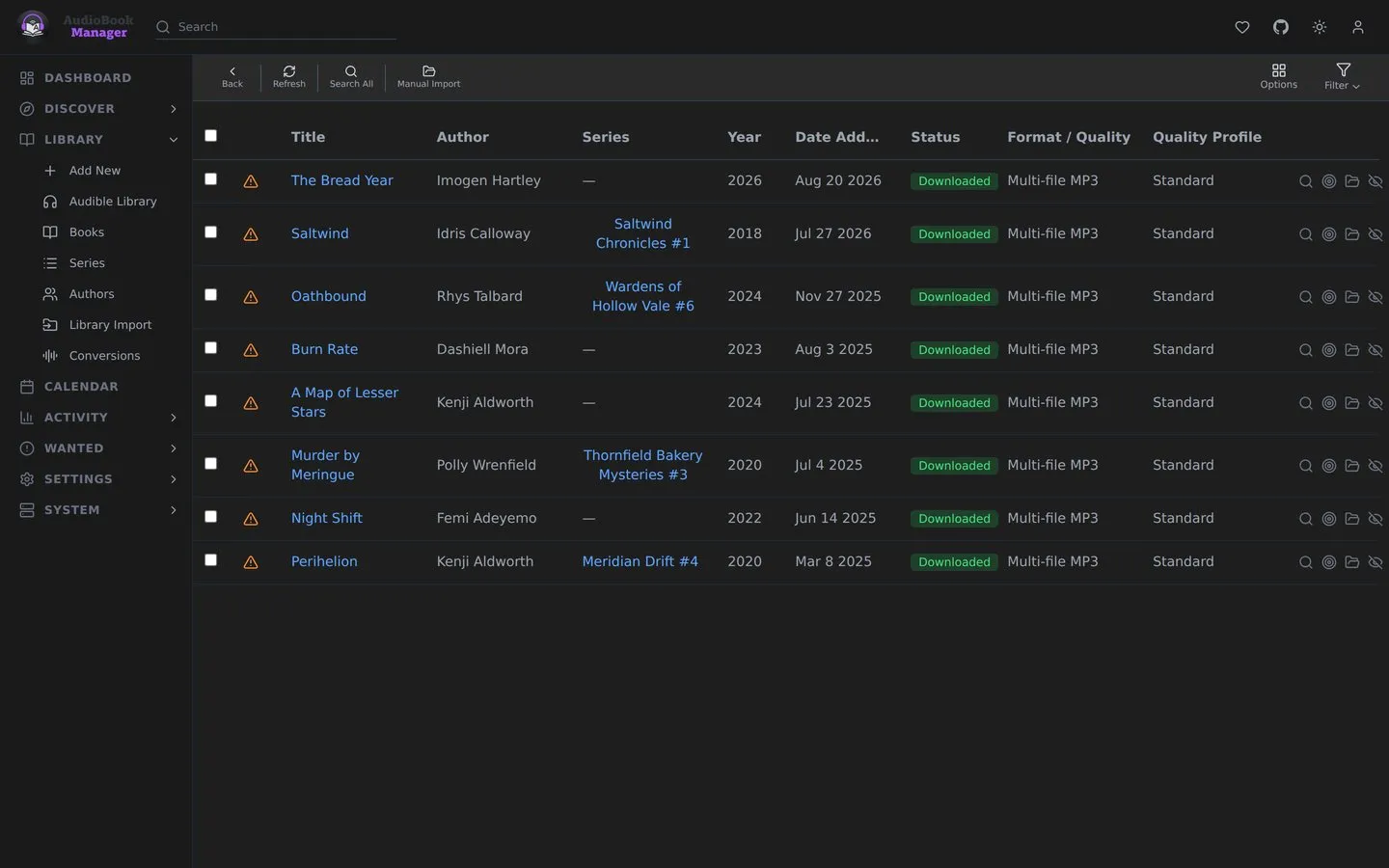 Wanted, Cutoff Unmet: books whose files are below their profile’s cutoff